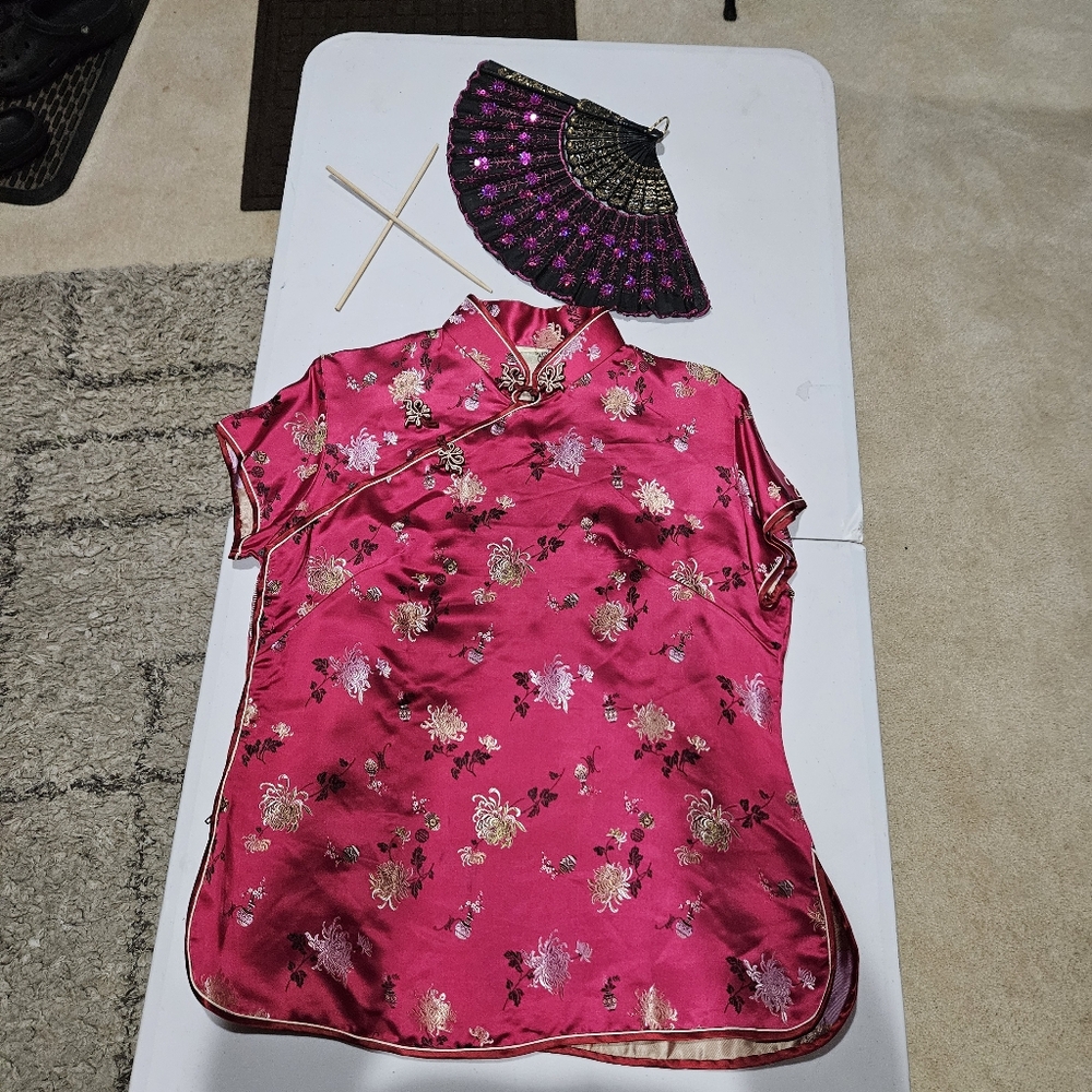 Vintage 1960s Authentic Embroidered Silk Top (Possible Halloween Costume)